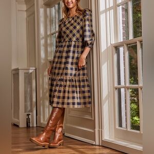 Summersalt Kids Plaid Dress - Navy and Beige